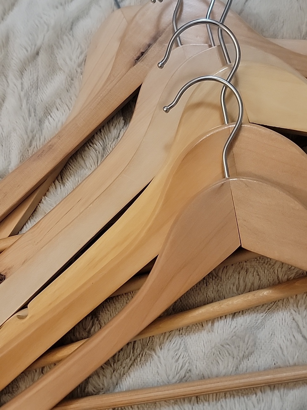 Wood Clothing Hangers Set Of 6 - Picture 3 of 4